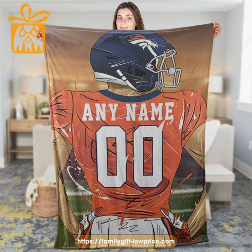 Custom Denver Broncos Blanket – Personalized NFL Jersey Blanket with Name & Number for Broncos fans