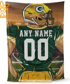 Custom Green Bay Packers Blanket – Personalized NFL Jersey Blanket with Name & Number for Packers Fans