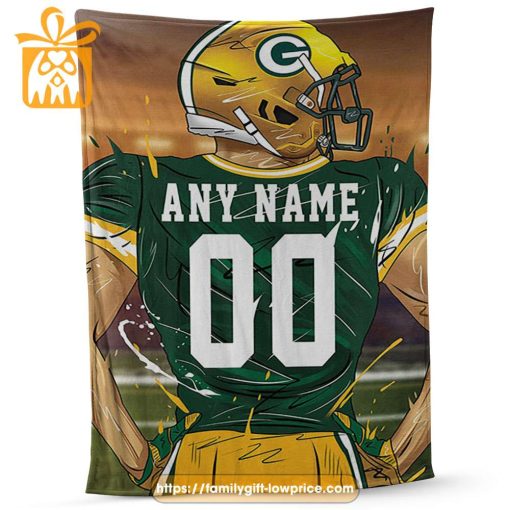 Custom Green Bay Packers Blanket – Personalized NFL Jersey Blanket with Name & Number for Packers Fans