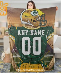 Custom Green Bay Packers Blanket – Personalized NFL Jersey Blanket with Name & Number for Packers Fans 1