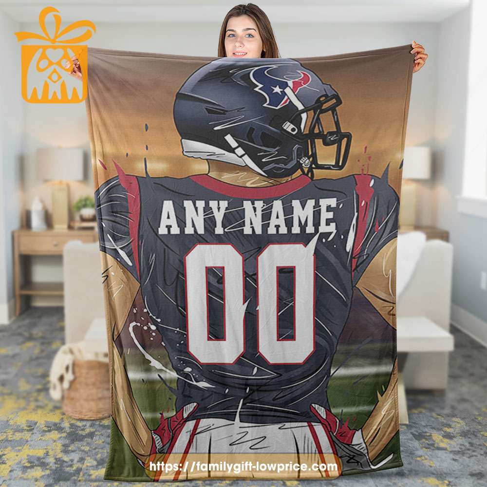 Houston Texans Blanket - Personalized NFL Blanket with Custom Name & Number | Unique Fan Gift