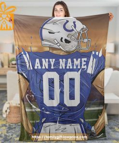 Custom Indianapolis Colts Blanket – Personalized NFL Jersey Blanket with Name & Number for Colts Fans 1