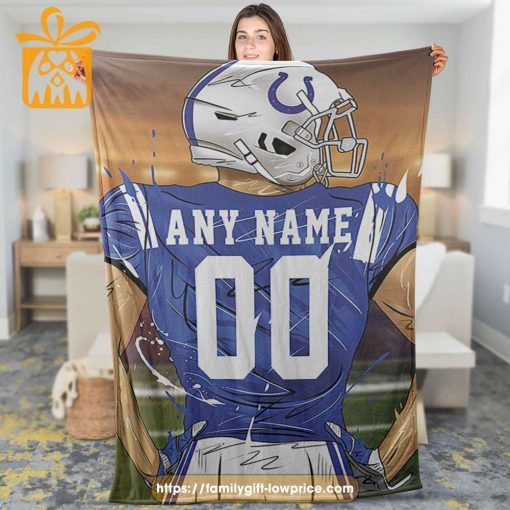 Custom Indianapolis Colts Blanket – Personalized NFL Jersey Blanket with Name & Number for Colts Fans