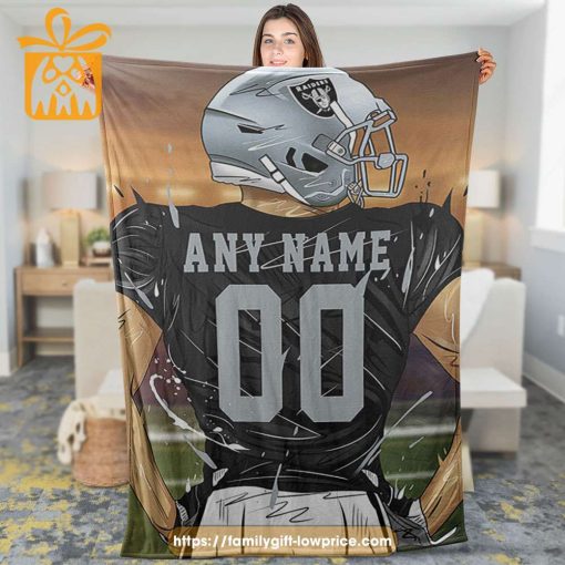 Raiders Blankets – Personalized NFL Blanket with Custom Name & Number | Unique Fan Gift