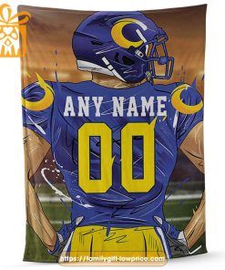 Custom Los Angeles Rams Blanket - Personalized NFL Name & Number Gift