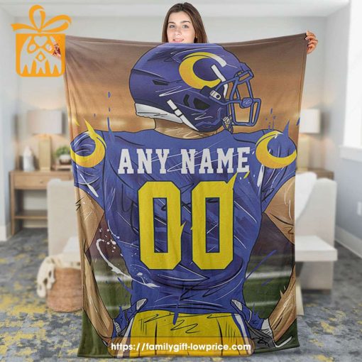 Custom Los Angeles Rams Blanket – Personalized NFL Name & Number Gift