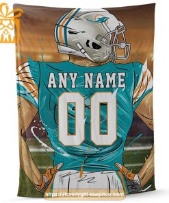 Custom Miami Dolphins Blanket - Personalized NFL Name & Number Gift 2