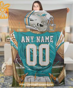 Custom Miami Dolphins Blanket - Personalized NFL Name & Number Gift 1