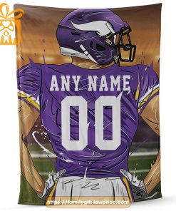 Custom Minnesota Vikings Blanket - Personalized NFL Name & Number Gift