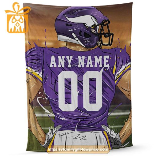 Custom Minnesota Vikings Blanket – Personalized NFL Name & Number Gift