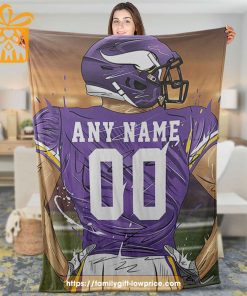 Custom Minnesota Vikings Blanket - Personalized NFL Name & Number Gift 1