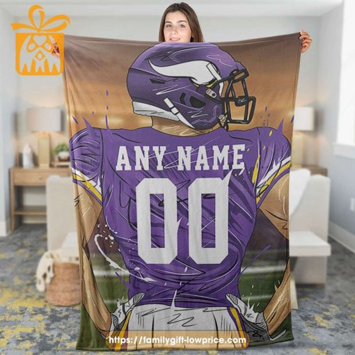 Custom Minnesota Vikings Blanket – Personalized NFL Name & Number Gift