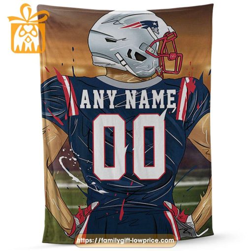 Custom New England Patriots Blanket – Personalized NFL Name & Number Gift