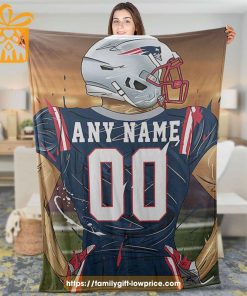 Custom New England Patriots Blanket - Personalized NFL Name & Number Gift 1