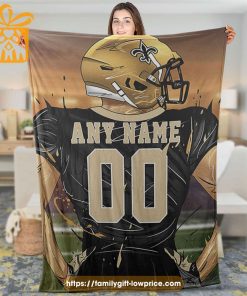 New Orleans Saints Blanket - Personalized NFL Blanket with Custom Name & Number | Unique Fan Gift 1