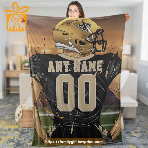 New Orleans Saints Blanket – Personalized NFL Blanket with Custom Name & Number | Unique Fan Gift