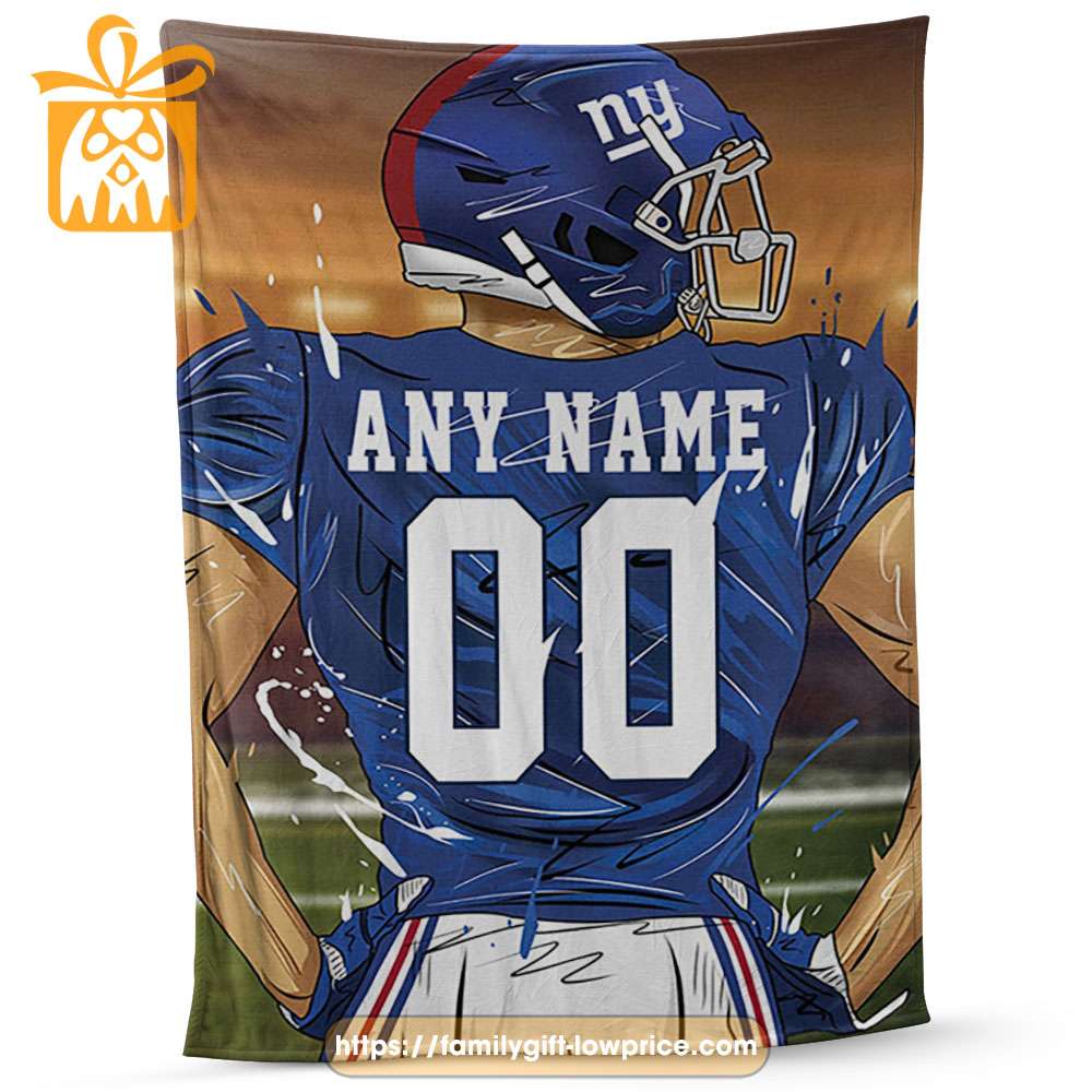 New York Giants Blanket - Personalized NFL Blanket with Custom Name & Number | Unique Fan Gift