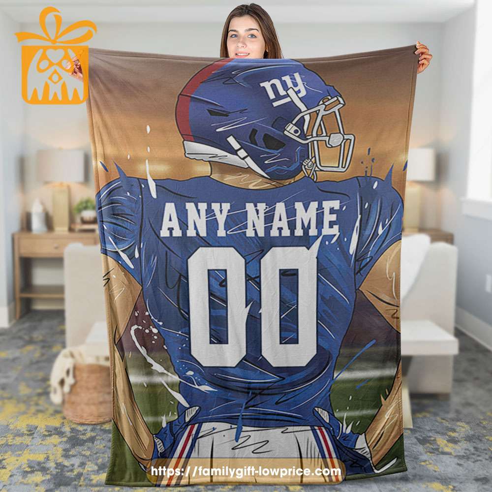 New York Giants Blanket - Personalized NFL Blanket with Custom Name & Number | Unique Fan Gift