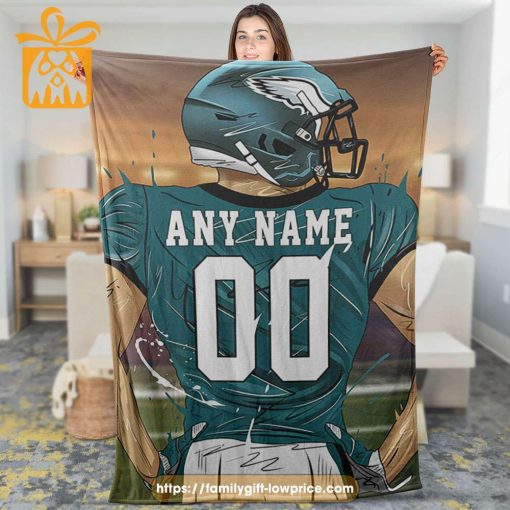 Personalized Philadelphia Eagles Blanket – Custom Name & Number NFL Fan Gift