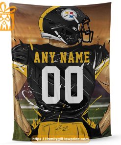 Pittsburgh Steelers Blanket - Personalized NFL Blanket with Custom Name & Number | Unique Fan Gift 2