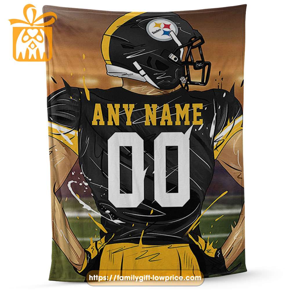 Pittsburgh Steelers Blanket - Personalized NFL Blanket with Custom Name & Number | Unique Fan Gift