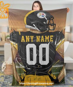 Pittsburgh Steelers Blanket - Personalized NFL Blanket with Custom Name & Number | Unique Fan Gift 1
