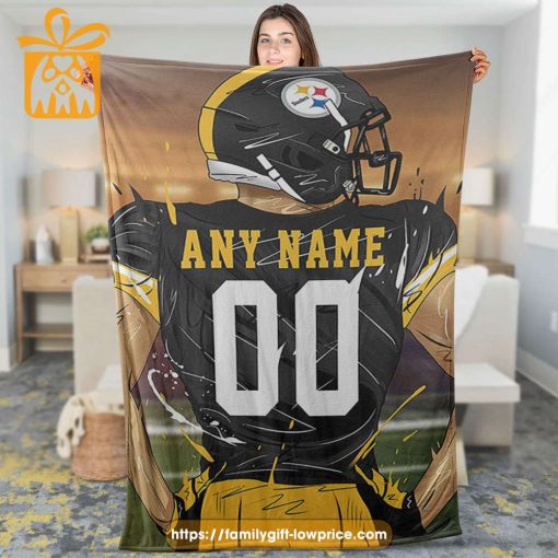 Pittsburgh Steelers Blanket – Personalized NFL Blanket with Custom Name & Number | Unique Fan Gift