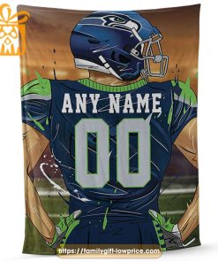 Seattle Seahawks Blanket - Personalized NFL Blanket with Custom Name & Number | Unique Fan Gift 2