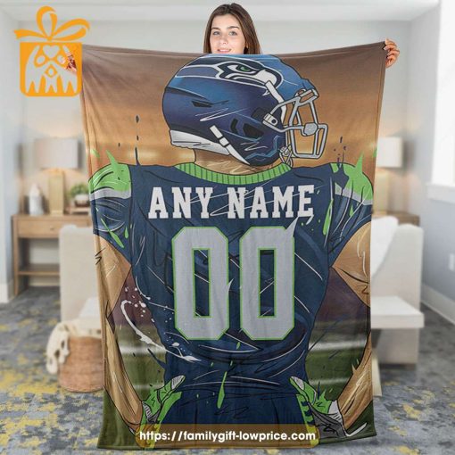 Seattle Seahawks Blanket – Personalized NFL Blanket with Custom Name & Number | Unique Fan Gift
