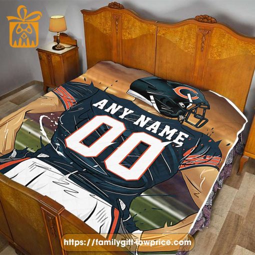 Chicago Bears Blanket – Personalized NFL Blanket with Custom Name & Number | Unique Fan Gift