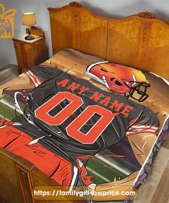 Cleveland Browns Blanket - Personalized NFL Blanket with Custom Name & Number | Unique Fan Gift