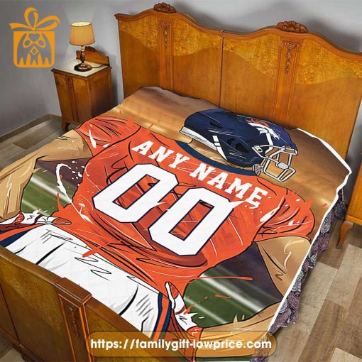 Custom Denver Broncos Blanket – Personalized NFL Jersey Blanket with Name & Number for Broncos fans