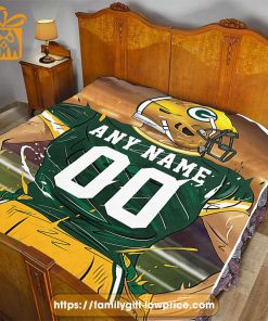 Green Bay Packers Blanket – Personalized NFL Blanket with Custom Name & Number | Unique Fan Gift