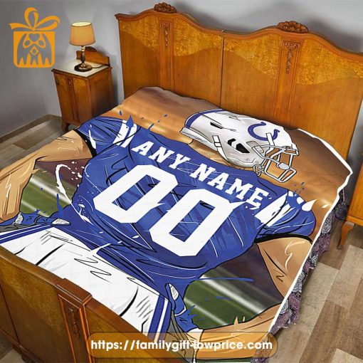 Custom Indianapolis Colts Blanket – Personalized NFL Jersey Blanket with Name & Number for Colts Fans