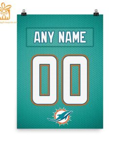 Unique Miami Dolphins Jersey Poster Print, Personalized with Your Name and Number, Wall Decor for Any Home or Office