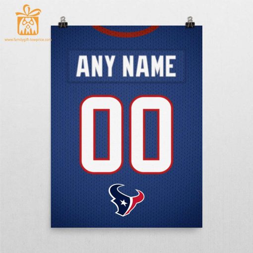 Unique Houston Texans Jersey Poster Print, Personalized with Your Name and Number, Wall Decor for Any Home or Office