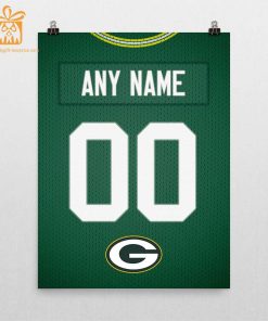 Unique Green Bay Packers Jersey Poster Print, Personalized with Your Name and Number, Wall Decor for Any Home or Office