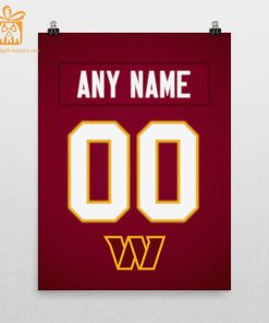 Unique Washington Commanders Jersey Poster Print, Personalized with Your Name and Number, Wall Decor for Any Home or Office