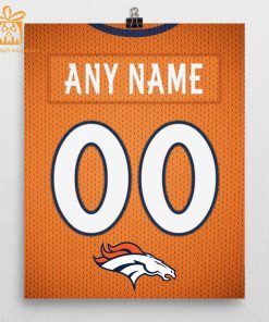 Unique Denver Broncos Jersey Poster Print, Personalized with Your Name and Number, Wall Decor for Any Home or Office