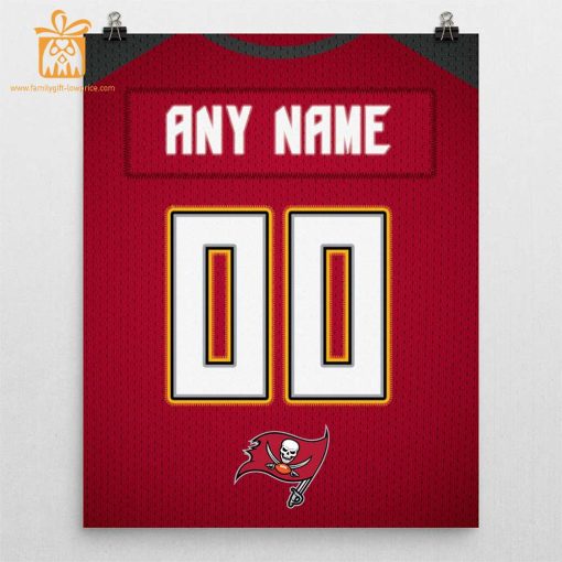 Unique Tampa Bay Buccaneers Jersey Poster Print, Personalized with Your Name and Number, Wall Decor for Any Home or Office