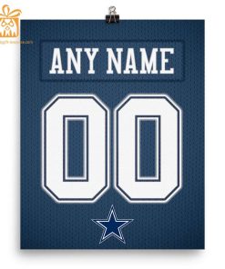 Unique Dallas Cowboys Jersey Poster Print, Personalized with Your Name and Number, Wall Decor for Any Home or Office