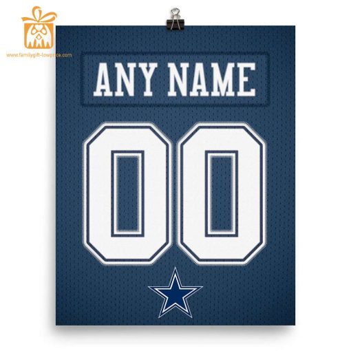 Unique Dallas Cowboys Jersey Poster Print, Personalized with Your Name and Number, Wall Decor for Any Home or Office