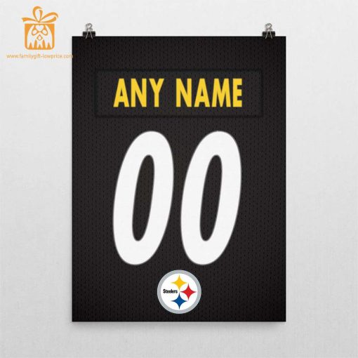 Unique Pittsburgh Steelers Jersey Poster Print, Personalized with Your Name and Number, Wall Decor for Any Home or Office