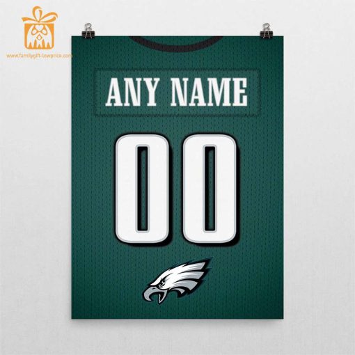Unique Philadelphia Eagles Jersey Poster Print, Personalized with Your Name and Number, Wall Decor for Any Home or Office