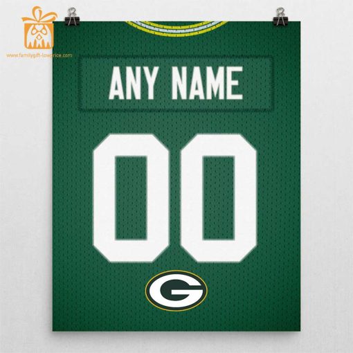 Unique Green Bay Packers Jersey Poster Print, Personalized with Your Name and Number, Wall Decor for Any Home or Office