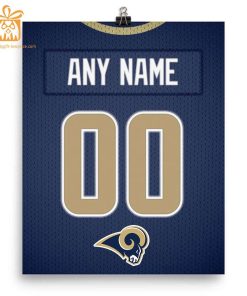 Unique Los Angeles Rams Gold Jersey Poster Print, Personalized with Your Name and Number, Wall Decor for Any Home or Office