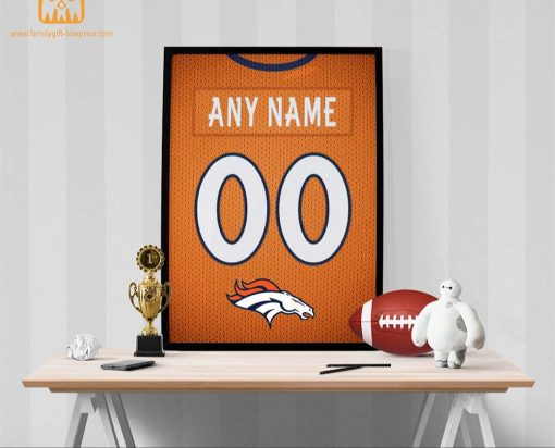 Unique Denver Broncos Jersey Poster Print, Personalized with Your Name and Number, Wall Decor for Any Home or Office