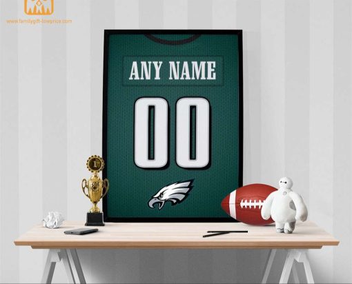 Unique Philadelphia Eagles Jersey Poster Print, Personalized with Your Name and Number, Wall Decor for Any Home or Office