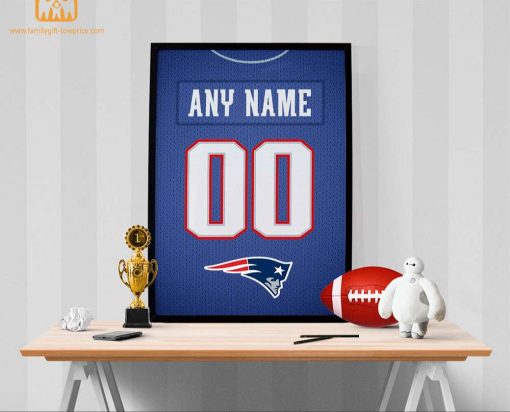 Unique New England Patriots Jersey Poster Print, Personalized with Your Name and Number, Wall Decor for Any Home or Office