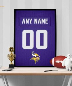 Unique Minnesota Vikings Jersey Poster Print, Personalized with Your Name and Number, Wall Decor for Any Home or Office